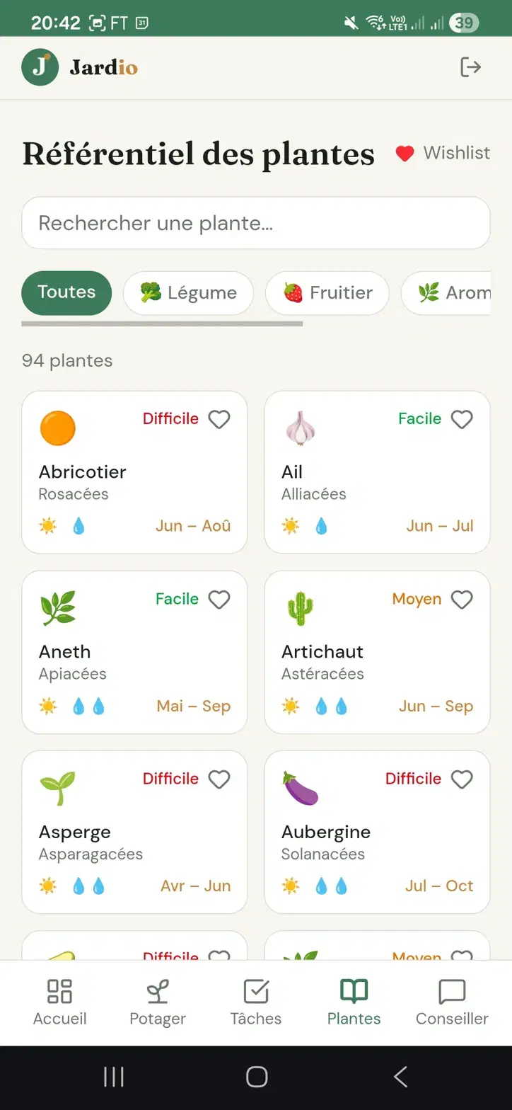 Jardio — Référentiel